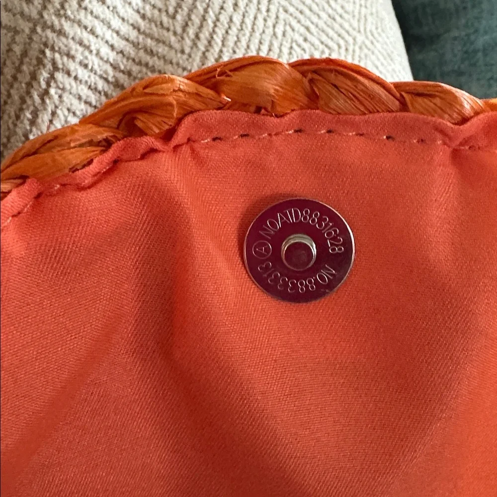 Colorful Orange Woven Straw Clutch